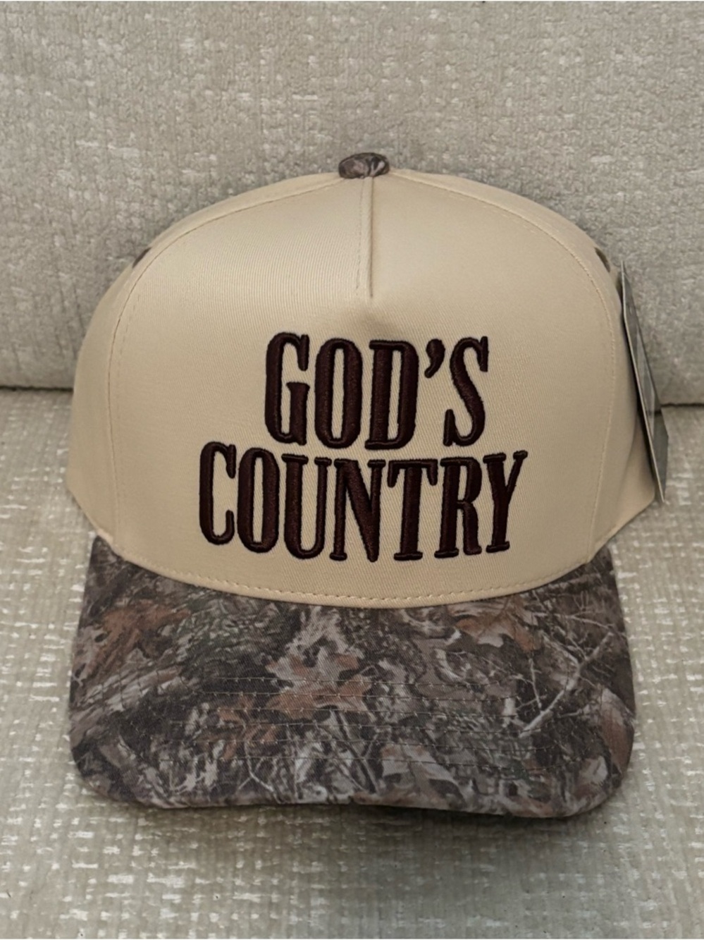 "God's Country" Tan & Camouflage Snapback Hat